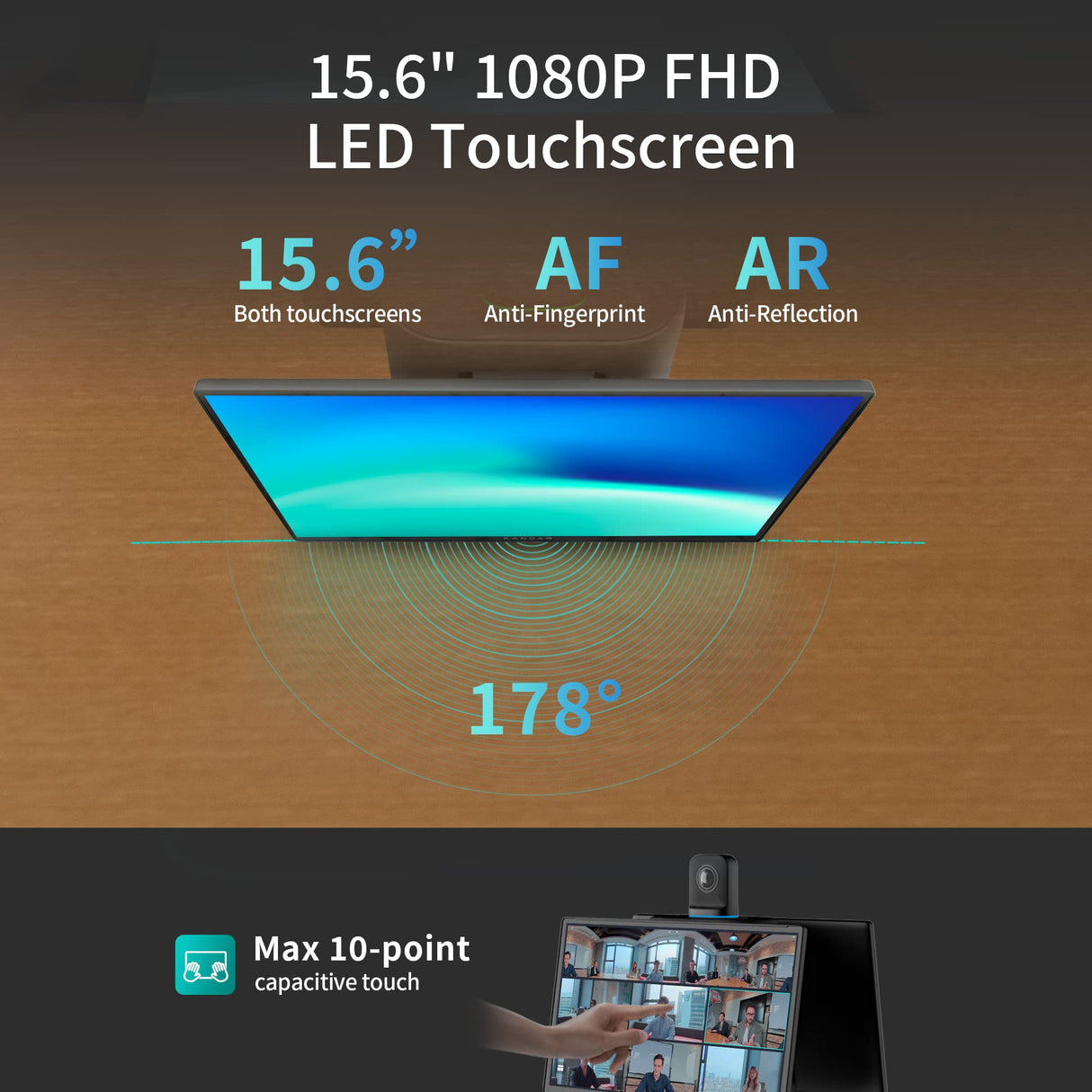 KanDao Meeting Ultra Sistema de conferencias Todo en uno, Pantalla táctil 1080P FHD de 15.6 Pulgadas, Captura Dual 4K 30FPS HDR, Equipo de conferencias 360, AI, Centro de
