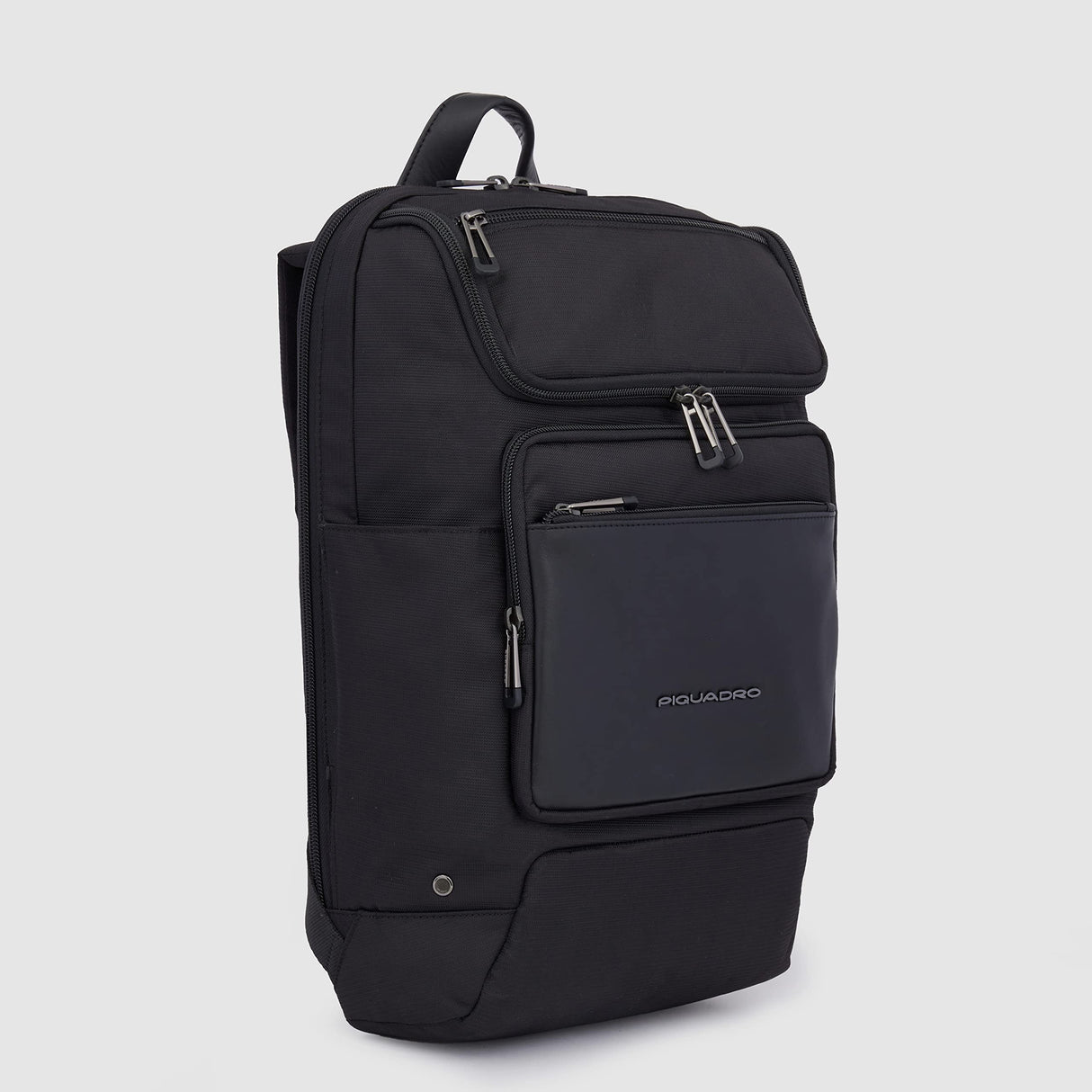 Piquadro Macbeth, Mochila mediana de piel y tejido para PC de 14 pulgadas, Negro
