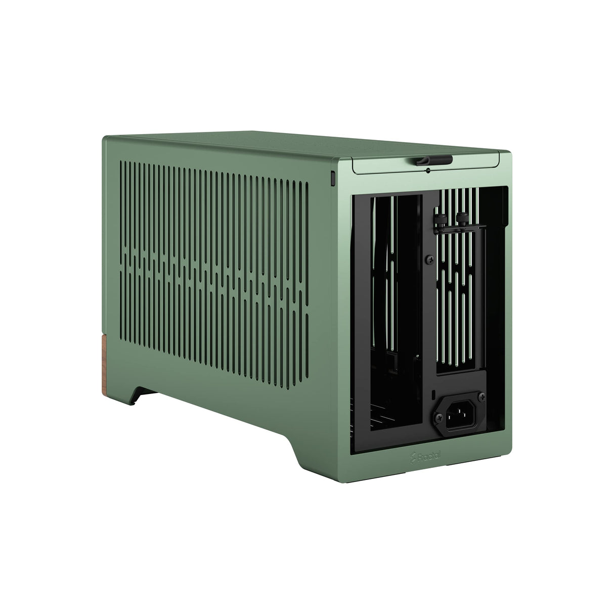 Fractal Design Terra Jade - Wood Walnut Front Panel - Small Form Factor - mITX Gaming Case – PCIe 4.0 Riser Cable – USB Type-C - Anodized Aluminum Panels