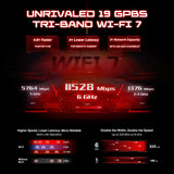 TP-Link BE19000 Tri-Band Wi-Fi 7 Gaming Router Archer GE800 | 12-Stream 19Gbps | 2×10G + 4×2.5G, USB 3.0 | Turbo Acceleration, Dedicated Gaming Port & Panel, RGB Lighting | EasyMesh,