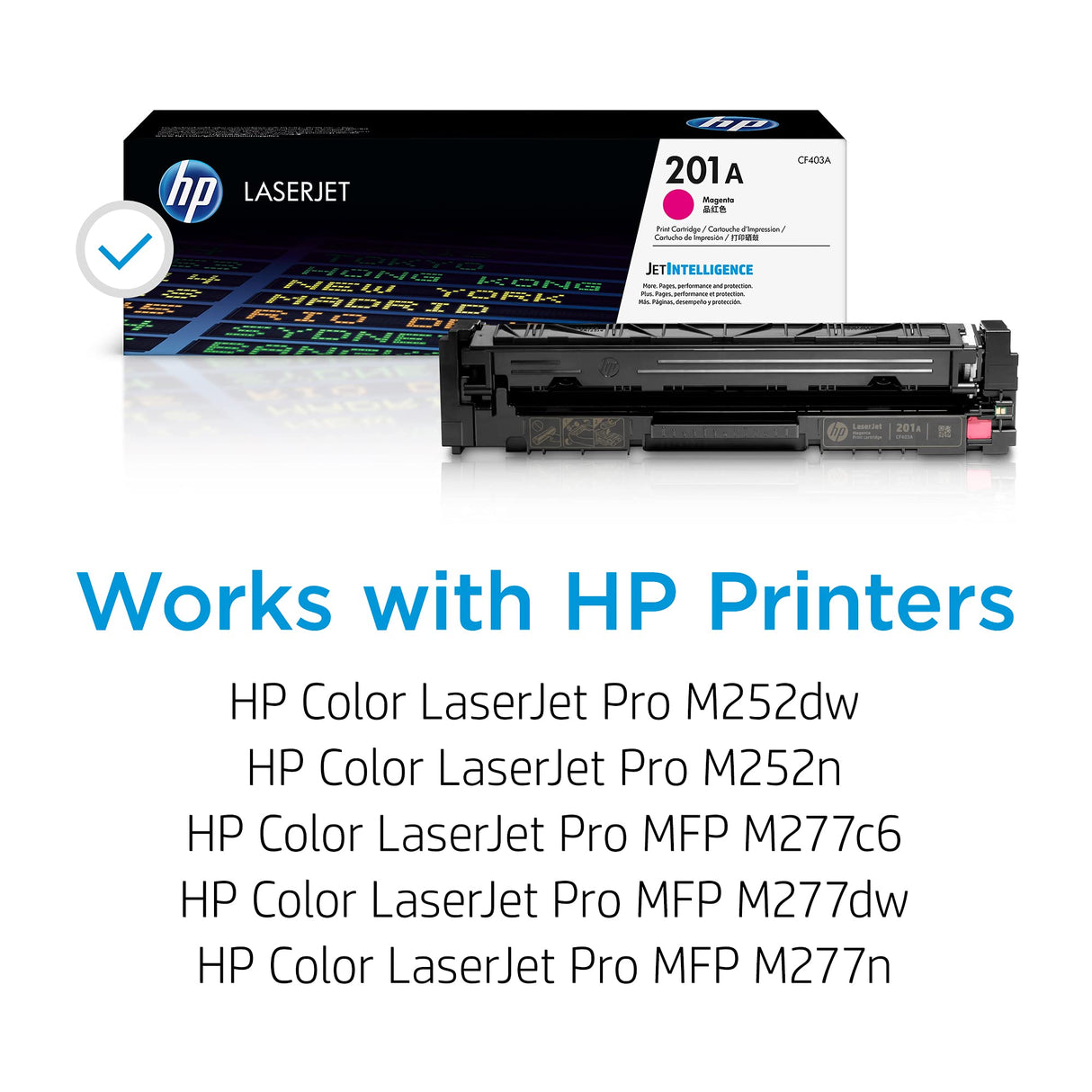 HP 201A CF403A, Magenta, Cartucho Tóner Original, de 1.330 páginas, para impresoras HP Color LaserJet Pro serie 252, 274 y 277
