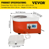 Mophorn Rueda Eléctrica para Cerámica, 25 cm Máquina Eléctrica de Cerámica 280 W Torno Alfarero 300 rpm Torno Cerámica Alfarero Máquina Arcilla con Control Pedal Independiente