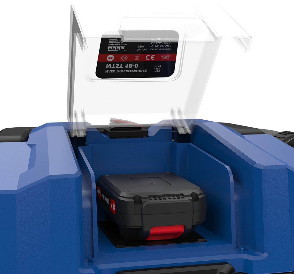 Güde NTST 18-201-05 - Aspirador en seco con batería (depósito de 18 V, 10 L, 4 ruedas, boquilla para suelo y juntas, filtro, incluye batería de 2,0 Ah y cargador)