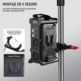NEEWER V Mount Cargador Batería Doble Canal con Carga Rápida 100W PD USB C, Salidas DC 48V/DC24V/100W PD/D Tap, Cargador de Metal Multifuncional Compatible con SmallRig NEEWER PS099E VB99, BP-2CH Pro