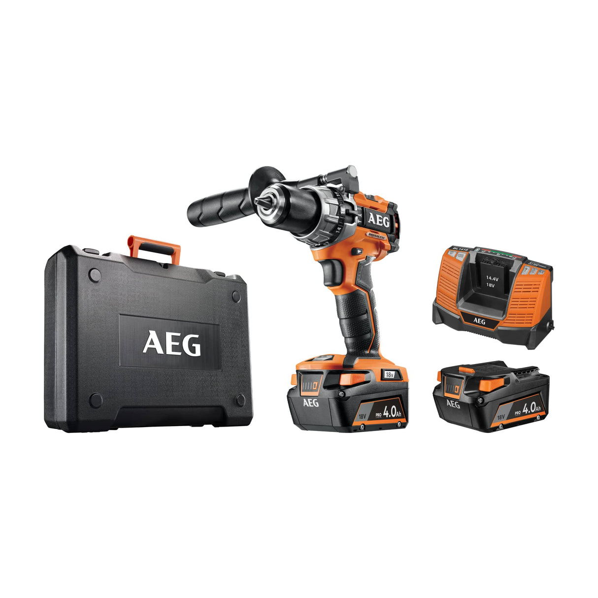 AEG Taladro percutor compacto 18V 13mm. 2vel - 2 bat x 4,0Ah, 65Nm