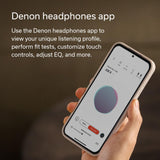 DENON PerL True Wireless Earbuds, Perfil de Sonido Personalizado, Auriculares con cancelación de Ruido, Auriculares Resistentes al Agua, con micrófonos Integrados y batería de Larga duración
