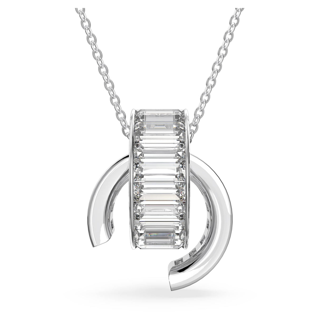 Swarovski Colgante Matrix, Talla baguette, Blanco, Baño de rodio