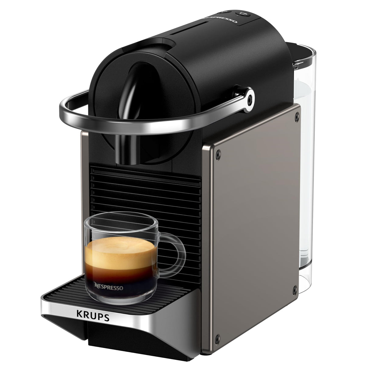KRUPS XN306TK Nespresso Pixie Titan, cafetera expreso, recetas programables, 2 longitudes, apagado automático, 1260 W, 0,7 litros