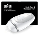 Braun Luz Pulsada Silk-Expert Mini Depiladora IPL, Reducción Del Vello En Casa, Tamaño Compacto, Alternativa a Depilación Láser, Fácil, Segura Y Eficiente, Blanca/Plateada, PL1100