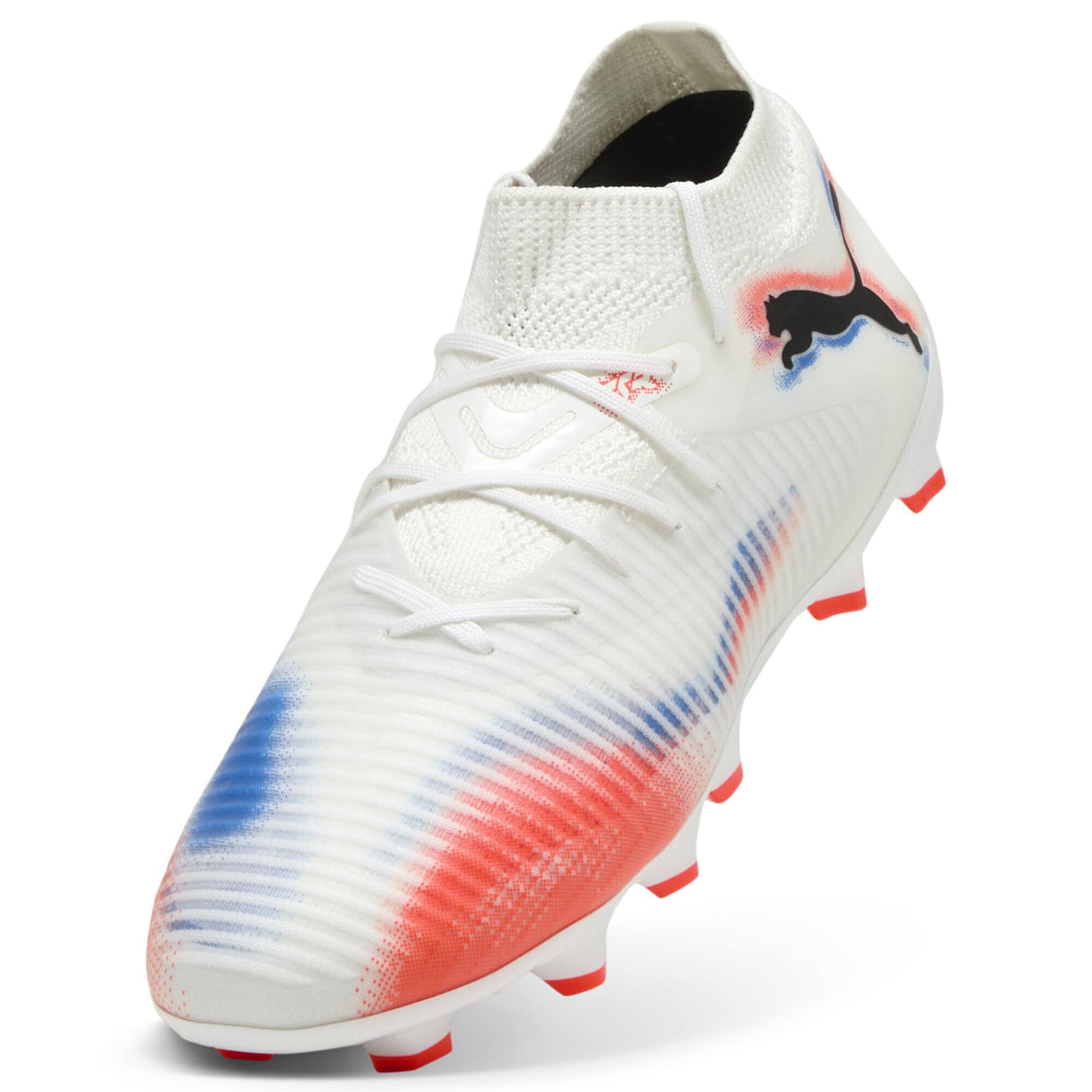 PUMA Future 8 Pro FG/AG Jr - Tenis de fútbol Unisex para niños, Puma Blanco Puma Negro Rojo Brillante, 34 EU