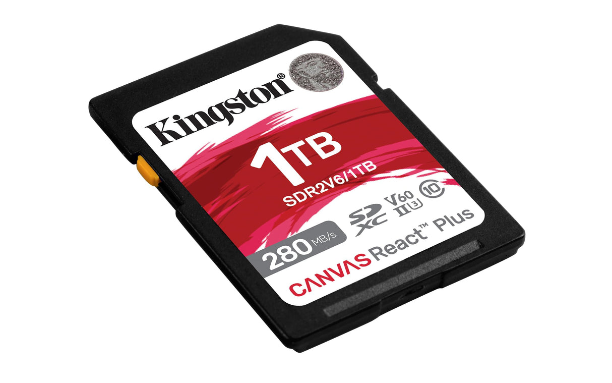 Kingston Canvas React Plus V60 SD 1TB SDXC UHS-II 280R/150W U3 V60 for Full HD/4K