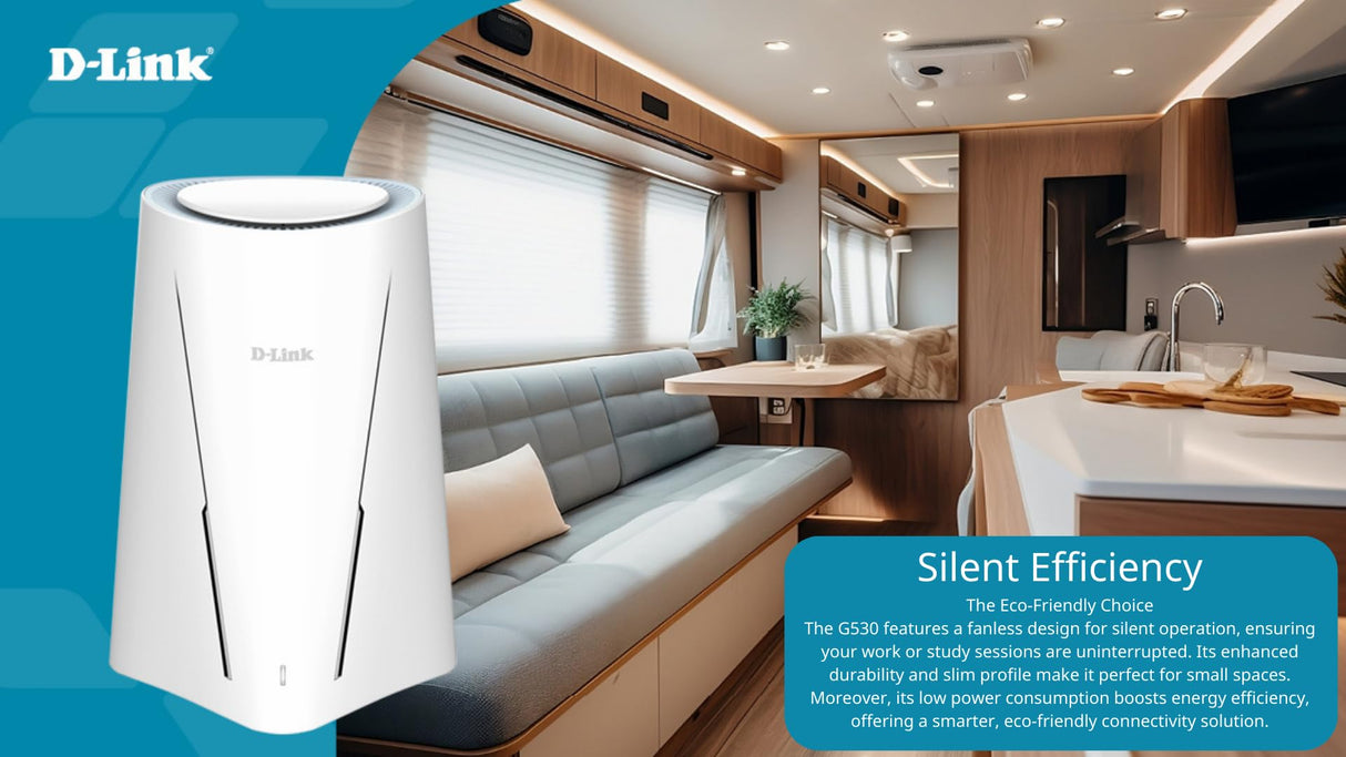 Router D-Link G530 5G NR, Descarga hasta 3.4 Gbps, Wi-Fi 6 AX3000, Puertos Gigabit WAN y LAN, WAN Failover, WPA3, VPN, VLAN, acepta SIM Todas operadoras.
