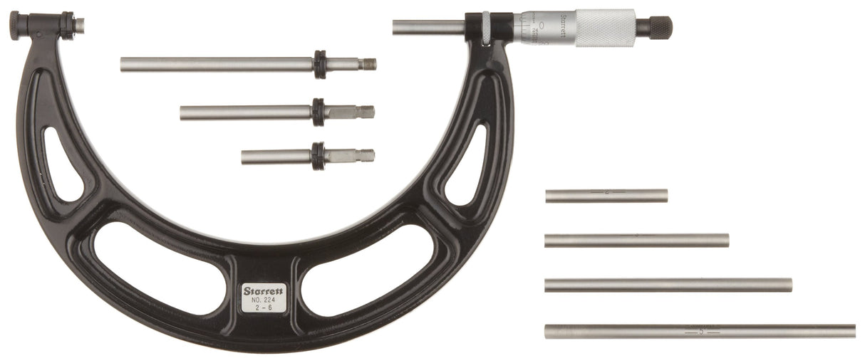 Starrett 224erlz intercambiables yunque Micrómetro, Ratchet Stop, Contratuerca, 16 – 20 "Rango, 0.001" Graduación