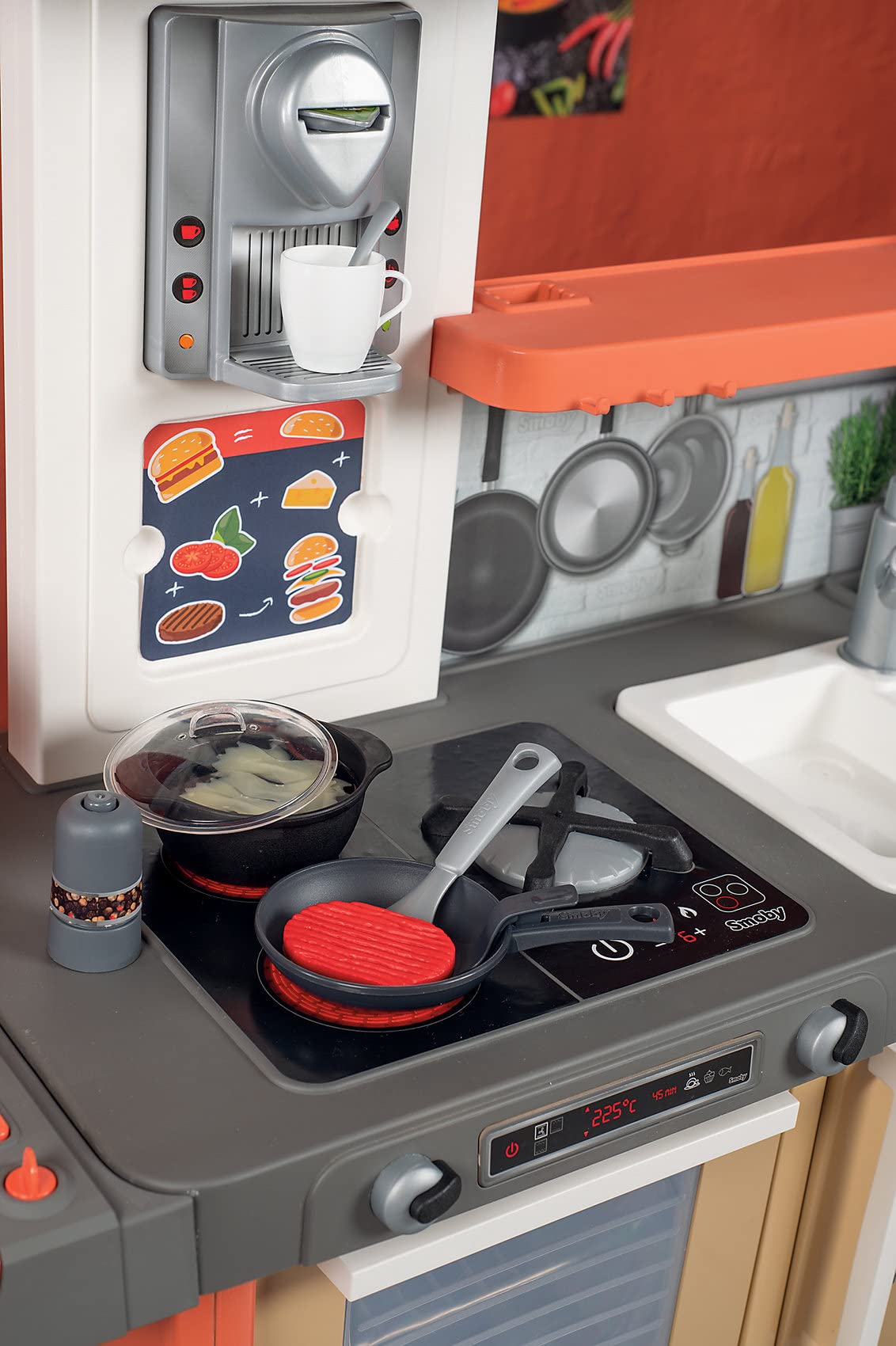 Smoby Infantil Kids Restaurant con Tres Zonas diferenciadas, INlcuye 73 accesoruios, Color (312304)