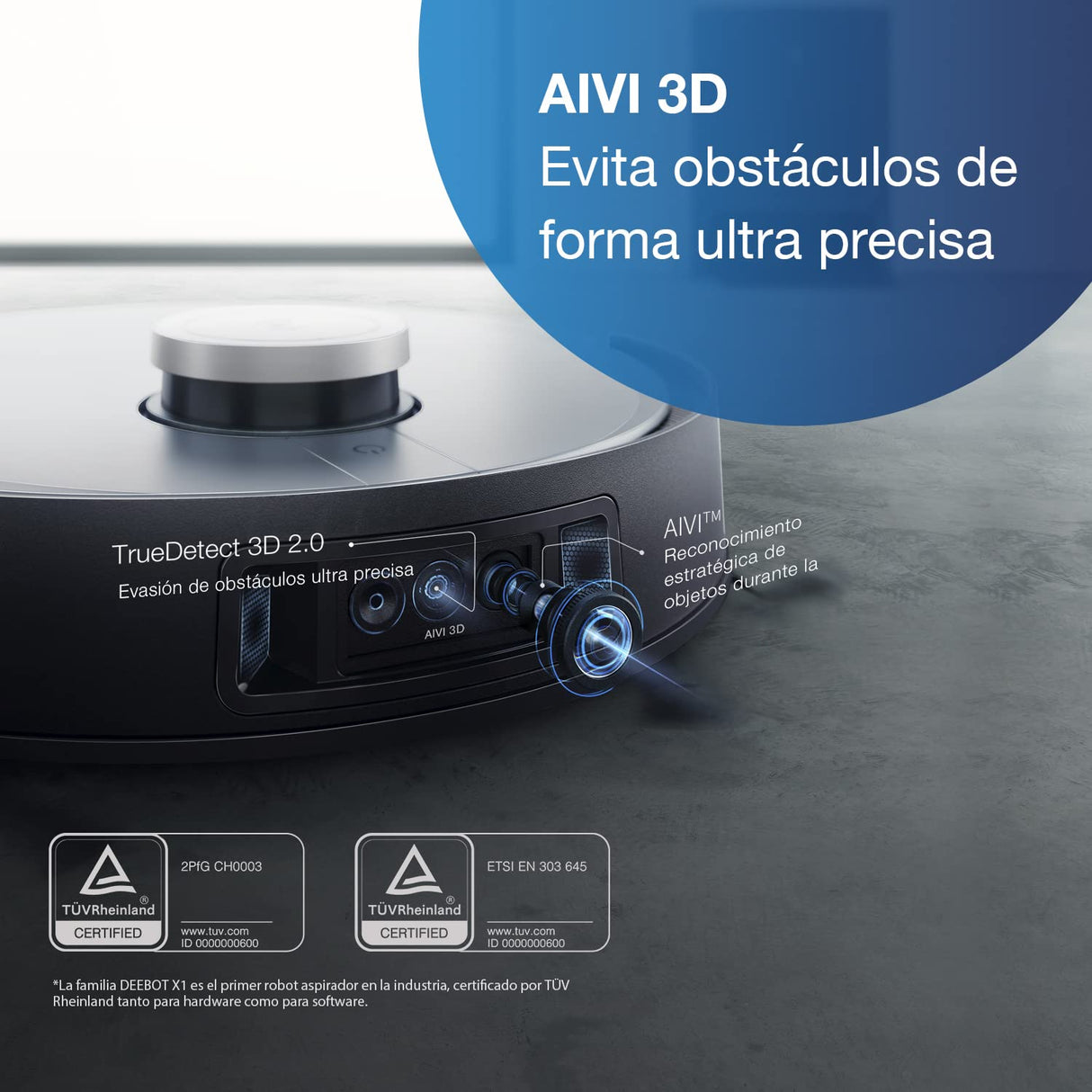 ECOVACS Robot Aspirador DEEBOT X1+ con función de fregado y estación de aspiración (3,2L), potencia aspiración de 5000pa, evitación de obstáculos y mapeo 3D, diseño Jacob Jansen, batería de 5200mAh