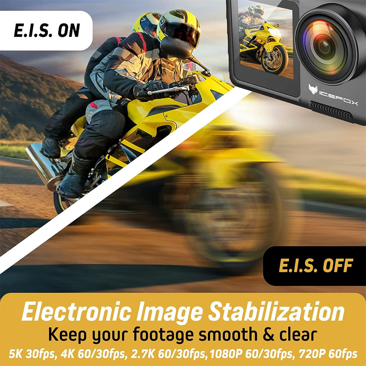 icefox Cámara Deportiva 5K WiFi 30FPS 20MP, Cámara Deportiva EIS Pantalla Táctil, 4X Zoom 170° Gran Angular, 30m Cámara Sumergible, Action CAM con Control Remoto, Micrófono Externo, Kit de Accesorios
