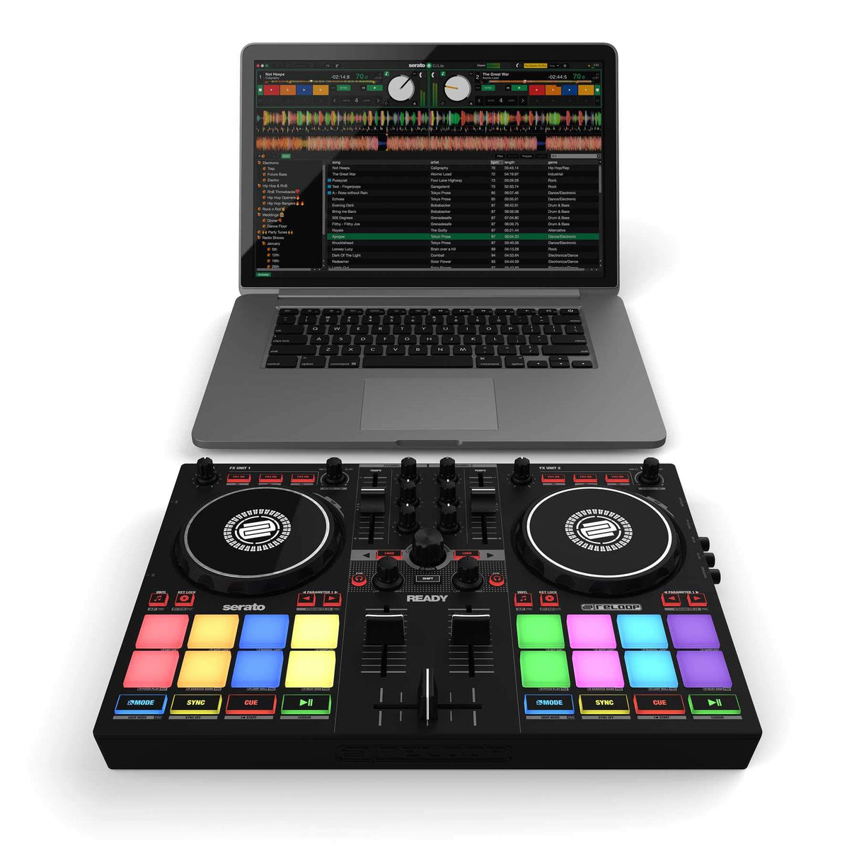 Reloop Ready Controladora de DJ compacta de 2 reproductores diseñada para Serato DJ Lite & DJ Pro, AMS-READY