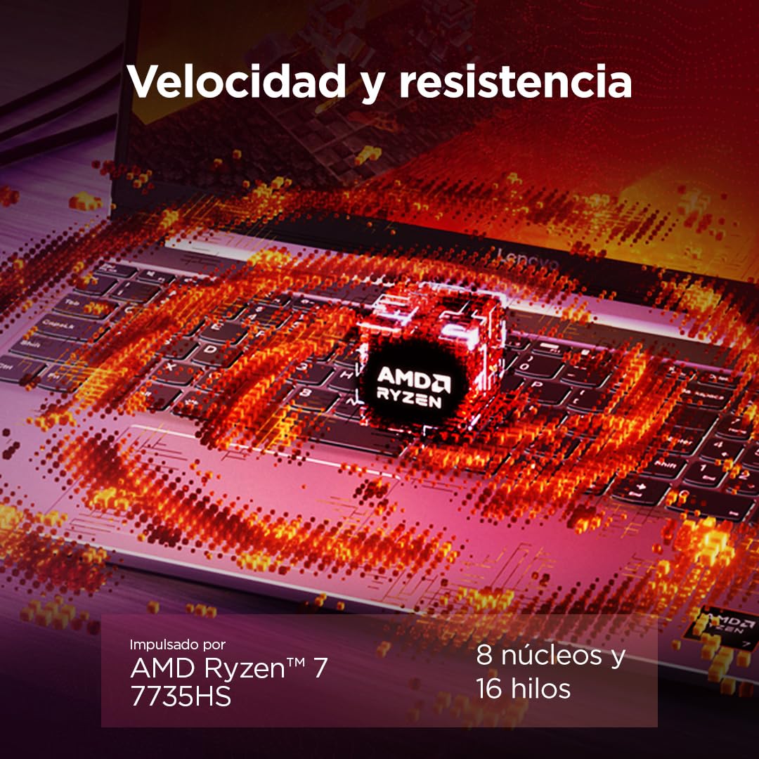 Lenovo LOQ Essential Gen 10 - Ordenador Portátil Gaming IA 15.6" FHD (AMD Ryzen 7 7735HS, NVIDIA GeForce RTX 4050, 16GB RAM, 512GB SSD, 144Hz, Wi-Fi 6, Sin Sistema Operativo) QWERTY Español - Gris