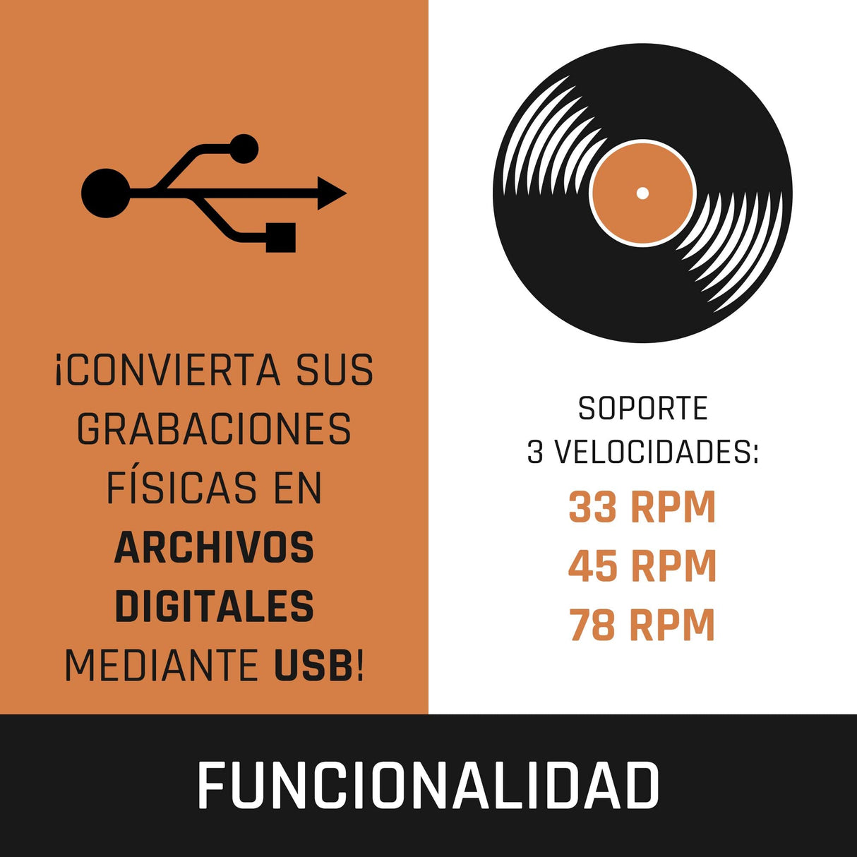 Lenco LS-50LED - Tocadiscos con Altavoz - Tocadiscos LED - USB - Transmisión por Correa - Preamplificador - 33, 45 y 78 RPM - Parada automática - Vinilo a MP3 - Negro