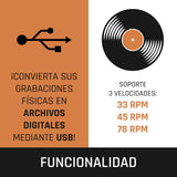Lenco LS-50LED - Tocadiscos con Altavoz - Tocadiscos LED - USB - Transmisión por Correa - Preamplificador - 33, 45 y 78 RPM - Parada automática - Vinilo a MP3 - Negro