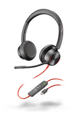 Poly Blackwire 8225 - Auriculares estéreo con Conector USB-C, cancelación Activa de Ruido y Brazo de micrófono Flexible, Color Negro