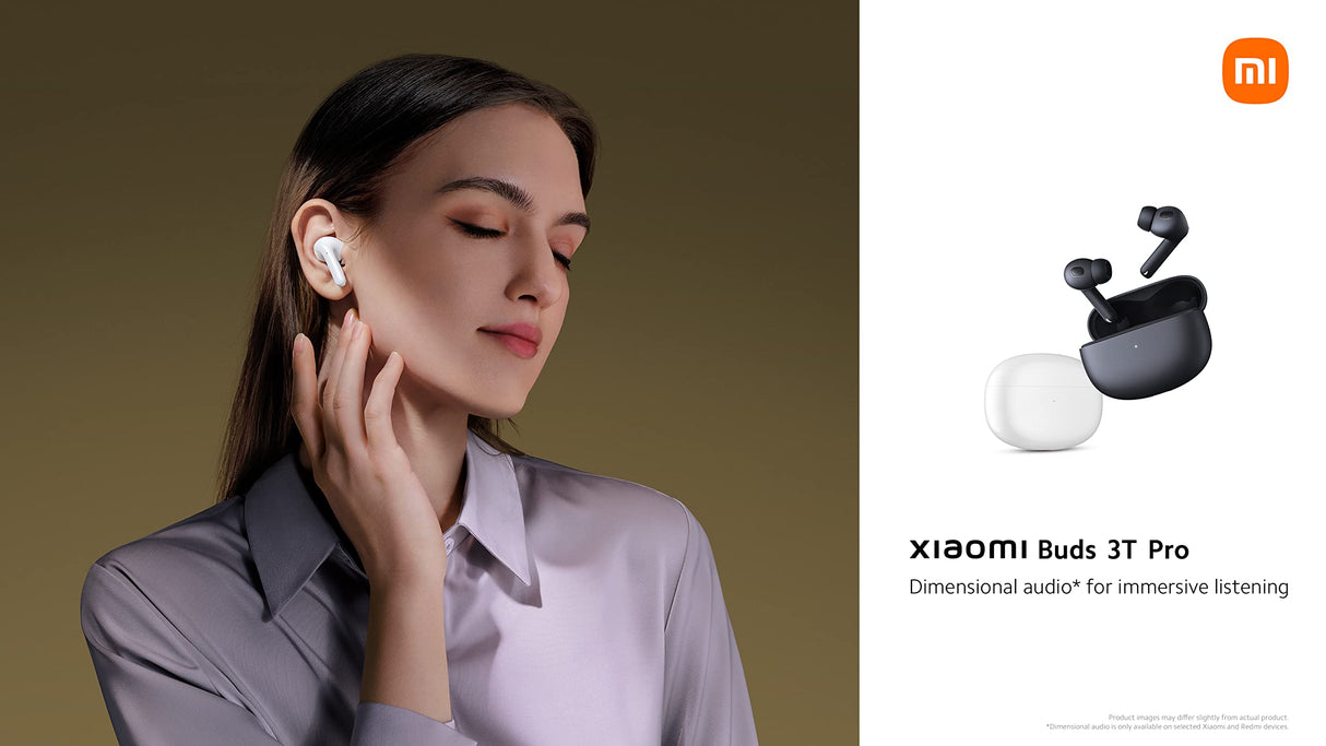 Xiaomi Buds 3T Pro (Gloss White) con cavo USB-C 1m, Connessione Bluetooth 5.2, Canellazione del Ruido Fino a 40dB, Ricarica Wireless, Resistente al Polvere e acqua, Versione Italiana