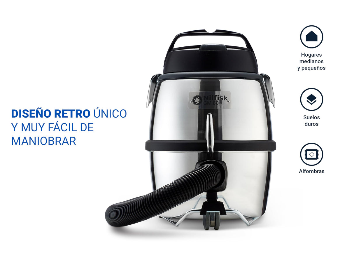 Nilfisk Aspiradora GM80 C para Suelos y Alfombras - Aspirador de Trineo Potente, Robusto y Ligero con Función de Soplado (780 W)