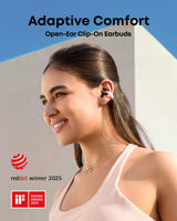 Soundcore AeroClip de Anker, Auriculares Open-Ear, Comodidad de adaptación, Llamadas nítidas con 4 micrófonos con IA, Ajuste Estable, Altavoces de 12 mm para un Sonido Claro, Forma de Anilla Abierta