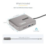 StarTech.com Adaptador Multipuertos USB C - HDMI Doble 4K 60Hz - Hub 10Gbps de 2 Puertos USB-C/USB-A - PD100W - GbE - SD