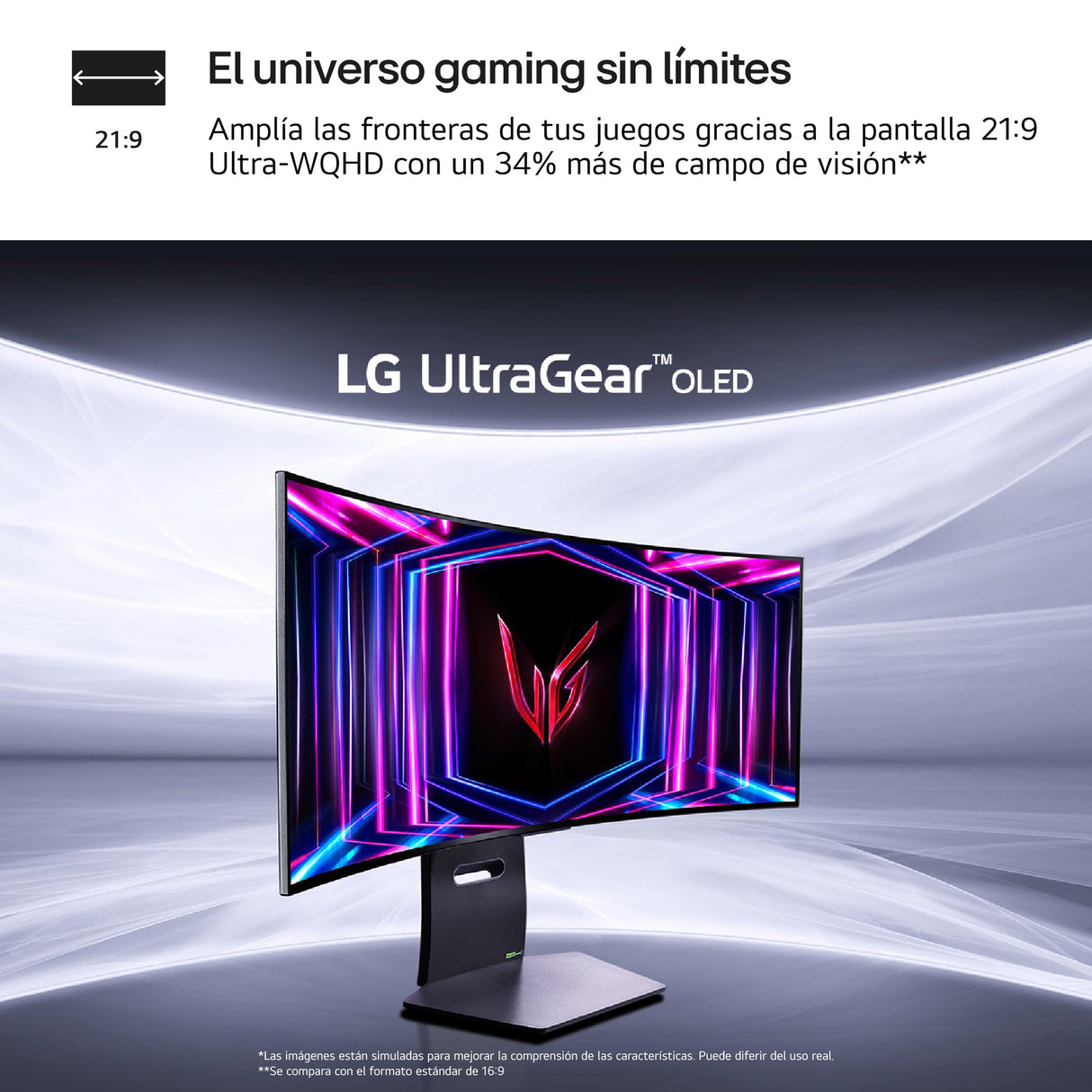 LG 39GS95QE-B - Monitor Gaming Ultragear Curvo, 39", OLED UW5K2K (5120 x 2160), Curvatura 800R, 21:9, 240 Hz, 0.03 ms, AMD FreeSync Premium Pro, Acabado Anti-Glare, Negro