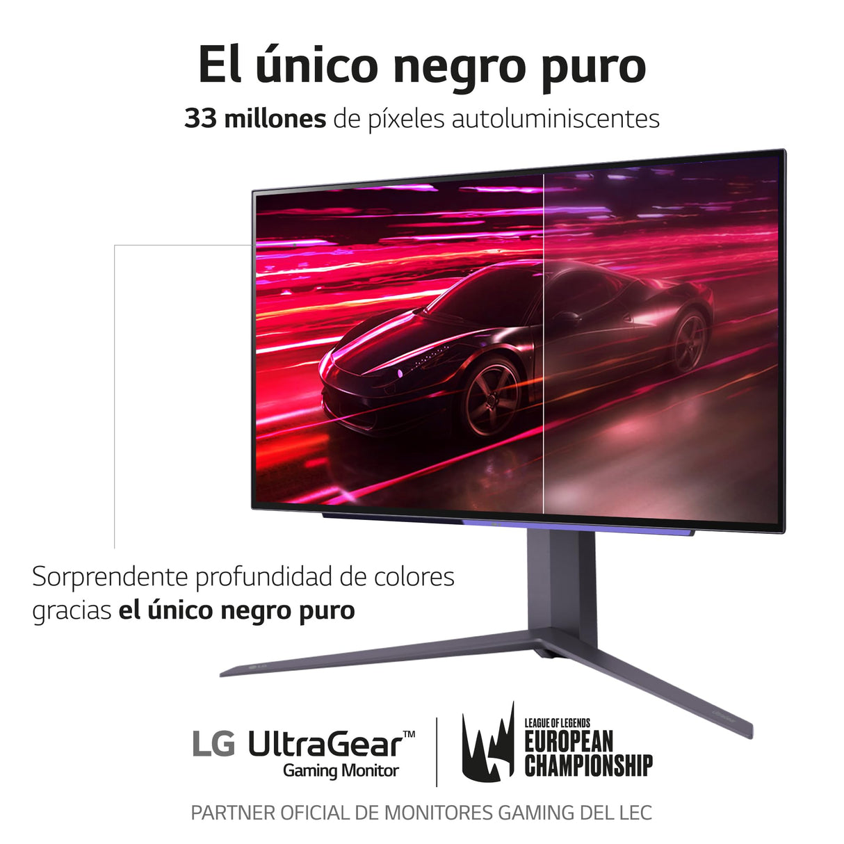 LG 27GR95QE-B - Monitor Ultragear Gaming 27 Pulgadas, OLED: 2560x1400, 16:9, 200cd/m², 1.5M:1, 0.03ms, 240Hz, DCI-P3 superior al 90%, HDR10, HDMI 2.1x2, DPx1, USB-Ax3, AMD FreeSync Premium, Negro