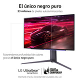 LG 27GR95QE-B - Monitor Ultragear Gaming 27 Pulgadas, OLED: 2560x1400, 16:9, 200cd/m², 1.5M:1, 0.03ms, 240Hz, DCI-P3 superior al 90%, HDR10, HDMI 2.1x2, DPx1, USB-Ax3, AMD FreeSync Premium, Negro