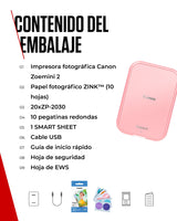 Canon Zoemini 2 Kit de Impresión – Impresora Fotográfica Portátil y Compacta – Bluetooth 5.0 – Carga Rápida USB C Ideal para Viajes (Oro Rosa)