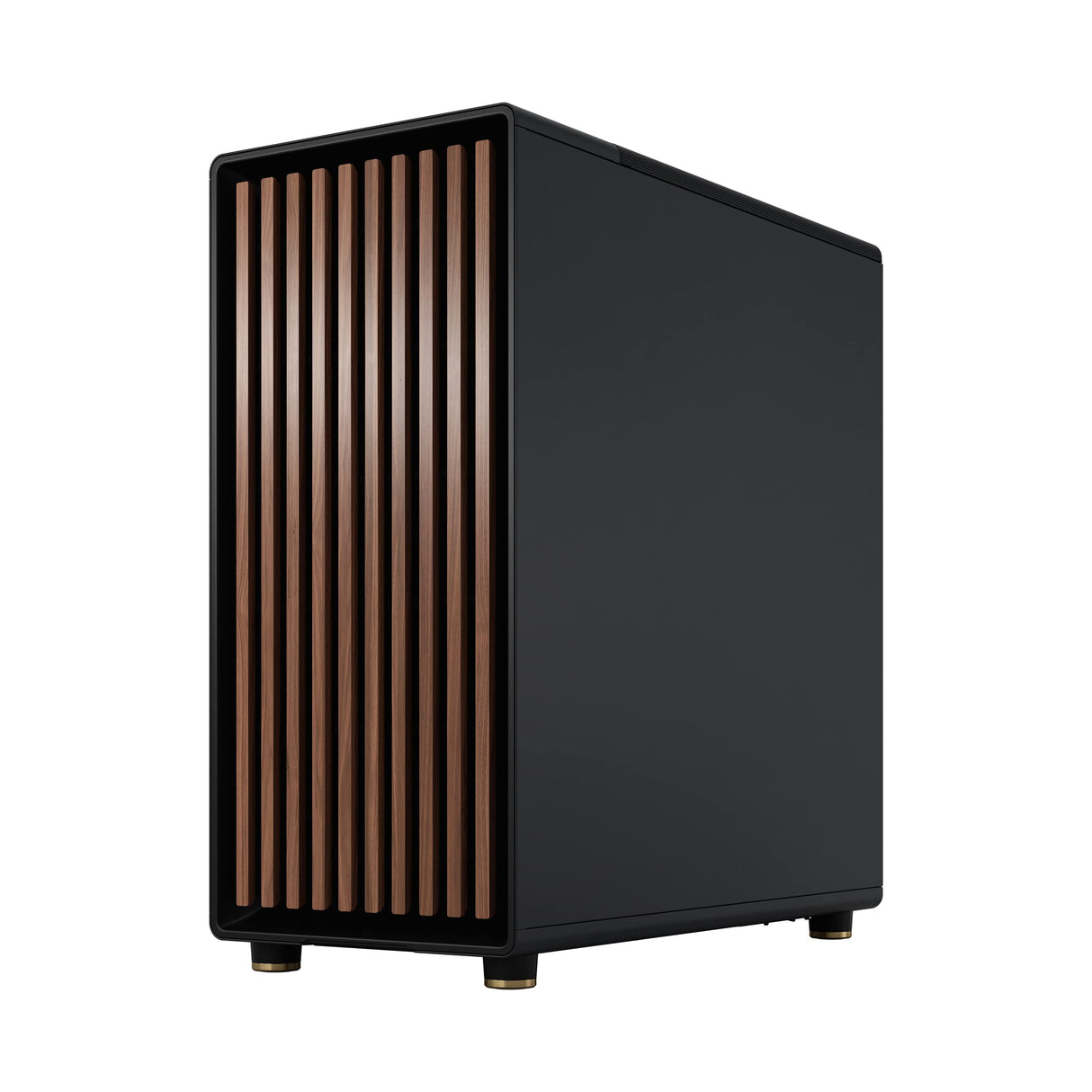 Fractal Design North Charcoal Black Tempered Glass Dark - Frente de Madera de Nogal - Panel Lateral de Vidrio - Incluye Dos Ventiladores Aspect PWM de 140 mm - Puerto USB Tipo C