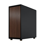 Fractal Design North Charcoal Black Tempered Glass Dark - Frente de Madera de Nogal - Panel Lateral de Vidrio - Incluye Dos Ventiladores Aspect PWM de 140 mm - Puerto USB Tipo C