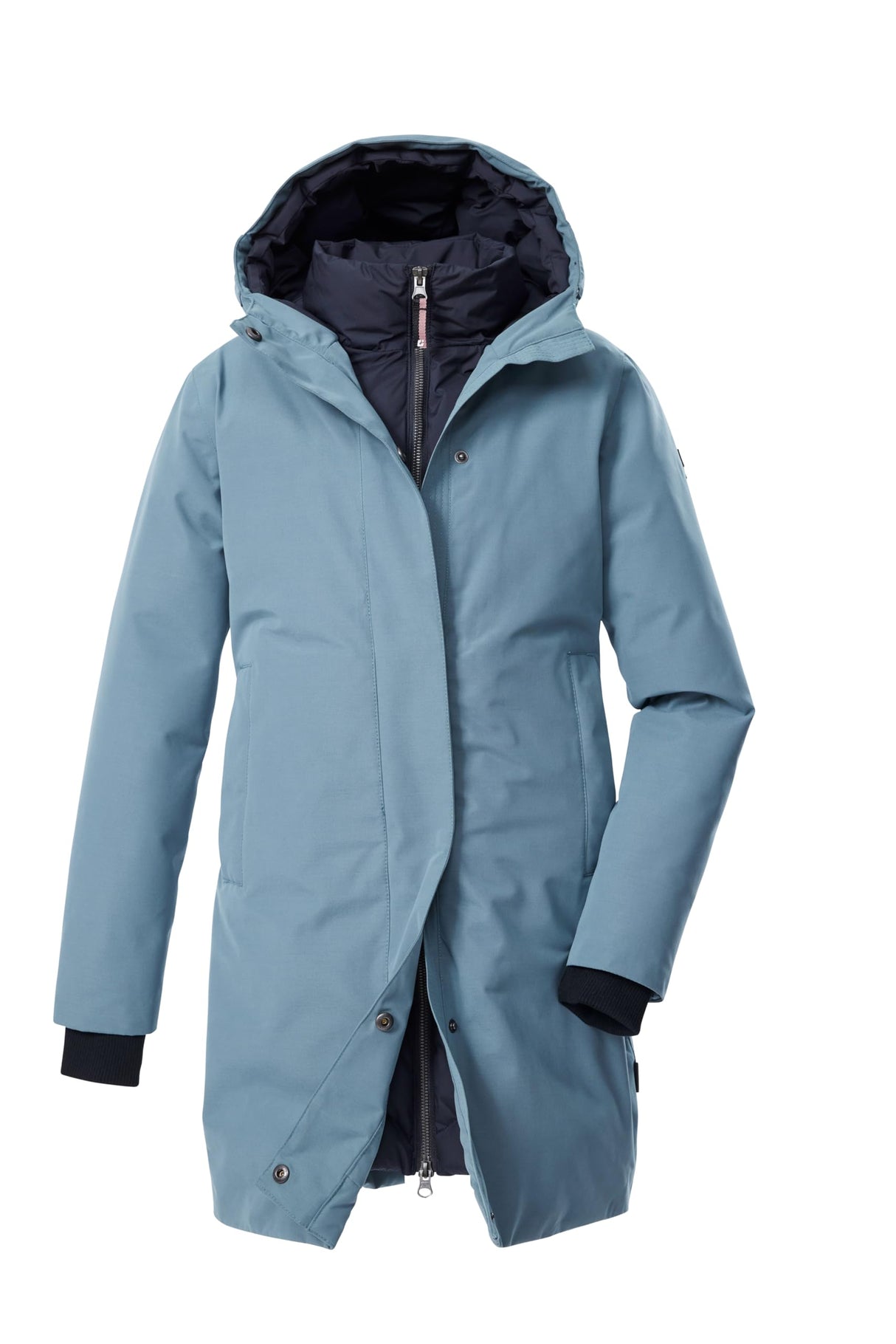 killtec Niñas Parka funcional/parka con capucha en look 2 en 1 KOW 236 GRLS PRK, rauchblau, 176, 43593-000