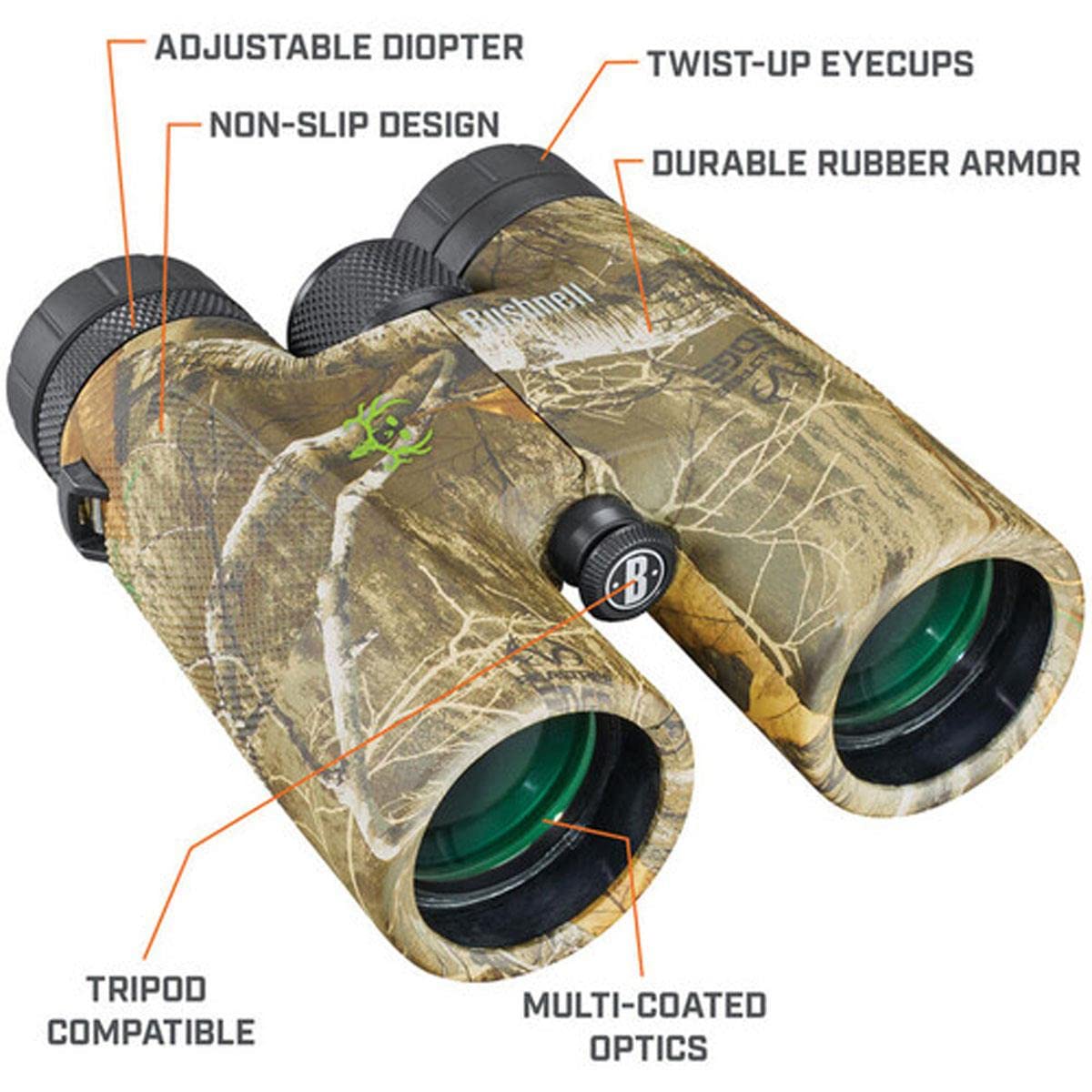 Bushnell - Powerview - 10x42 - BONE COLLECTOR - Prisma de techo - 141042RB