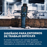 Medidor de humedad GMP 1-13 de Bosch Professional (basado en clavijas, mide 37 tipos de madera y 10 materiales de construcción, clasificación IP65, LCD de alto contraste, 2 pilas AA, bolsa)