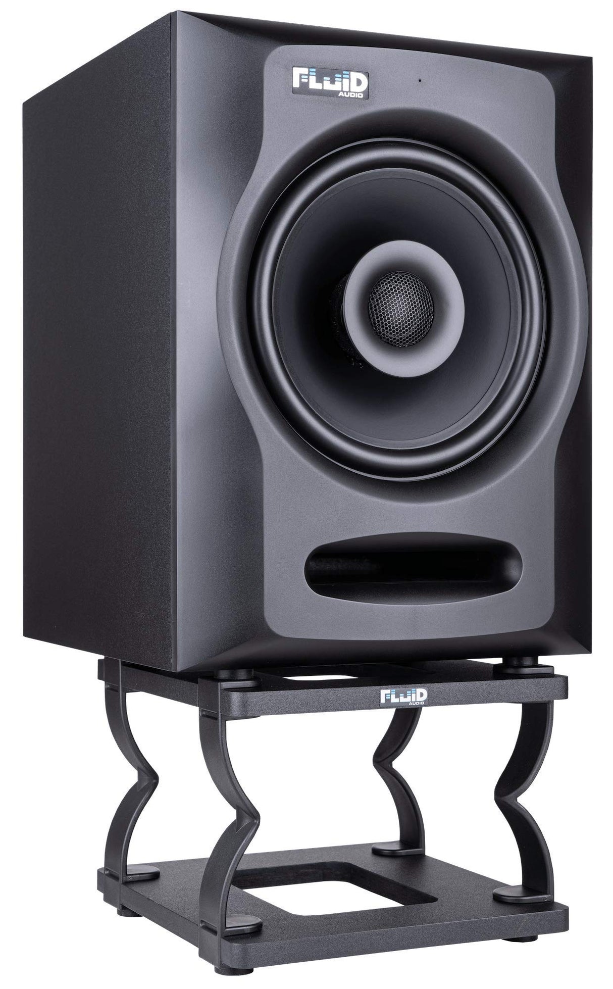 Fluid Audio DS8 Monitorständer Lautsprecherständer para Studio-Monitores (Höhenverstellbar, Erhöhung, Stativ, Halterung, vibrationsdämpfend, Negro, 1 Par, 8 Pulgadas, ideal para Audio-Profis), Negro