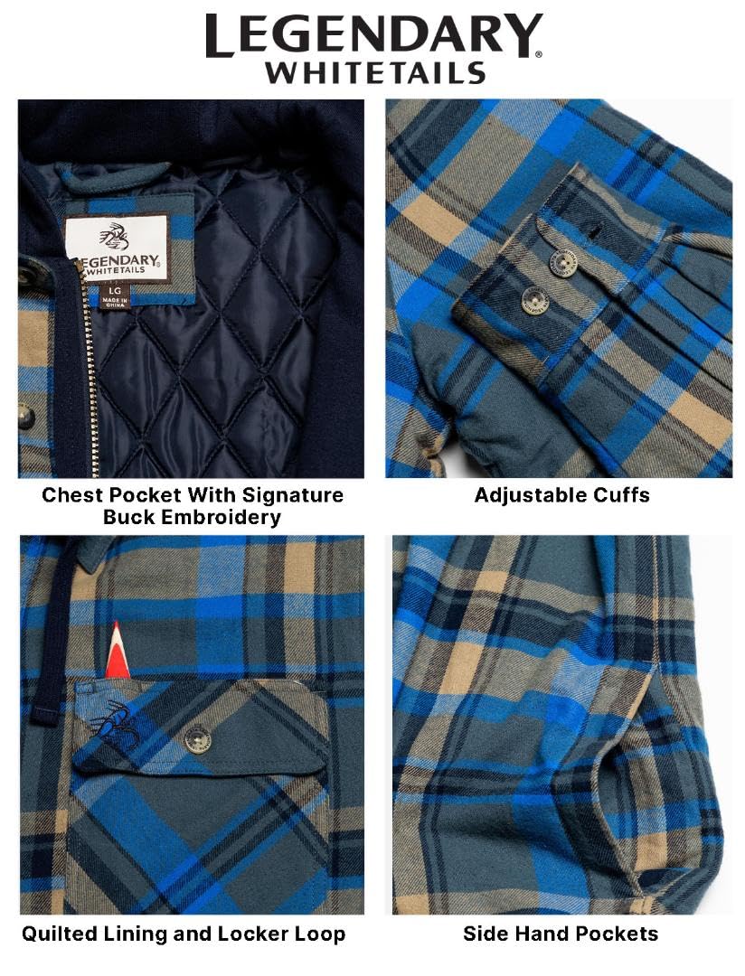 Legendary Whitetails Chaqueta de Camisa con Capucha de Madera de Arce estándar para Hombre, a Cuadros de Hacha de Pizarra, Talla XXL