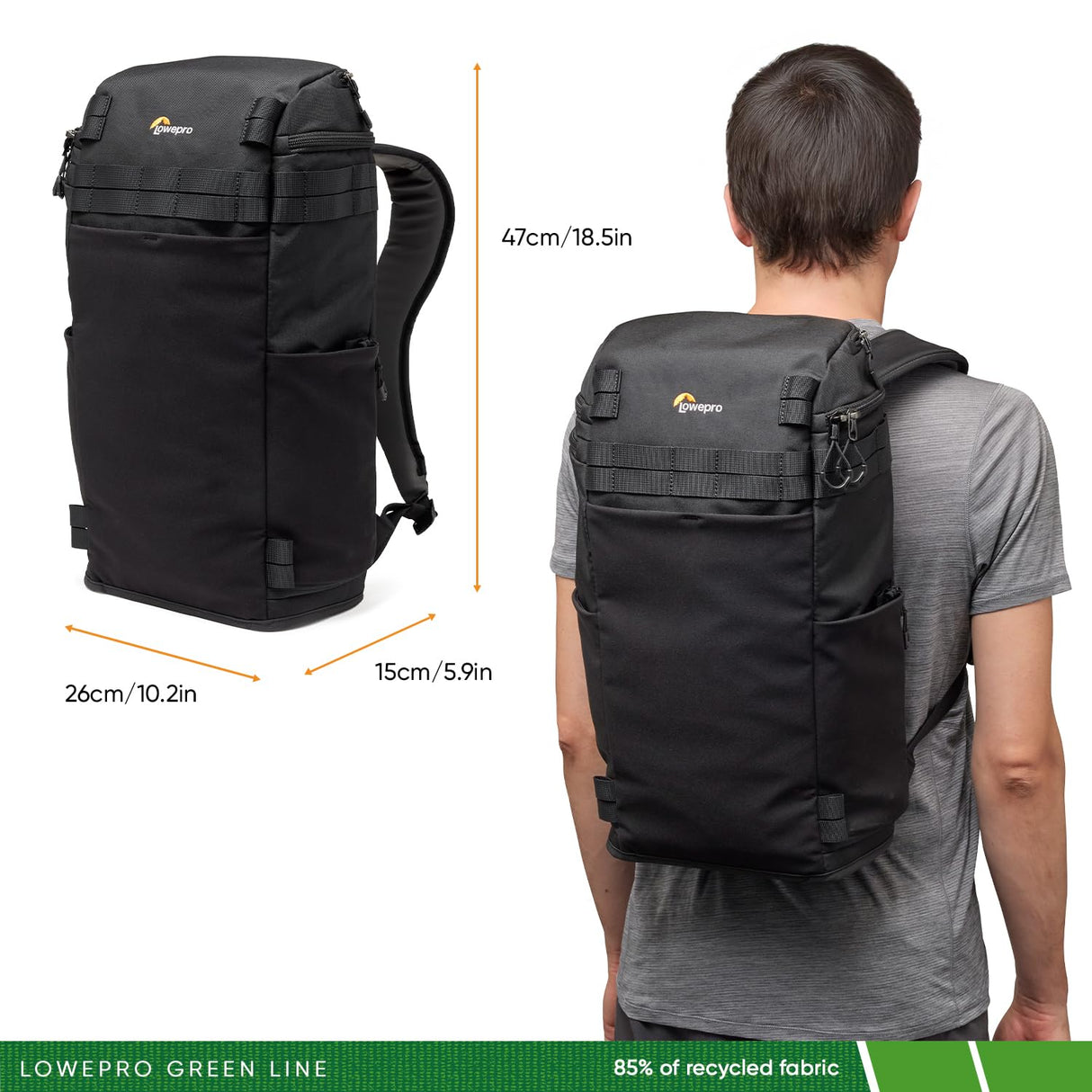 Lowepro ProTactic Lite BP 150 AW III Mochila de Portátil, Acceso Superior y Lateral, Bolsa Profesional Cámara, DSLR/Dron/Sin Espejo, Portátil 14", Cubierta Lluvia, Fotógrafo, Videógrafo, Volumen 25L