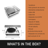 Lenco L-3810WH - Tocadiscos de accionamiento Directo - Control de Tono - Codificación USB/PC - Blanco