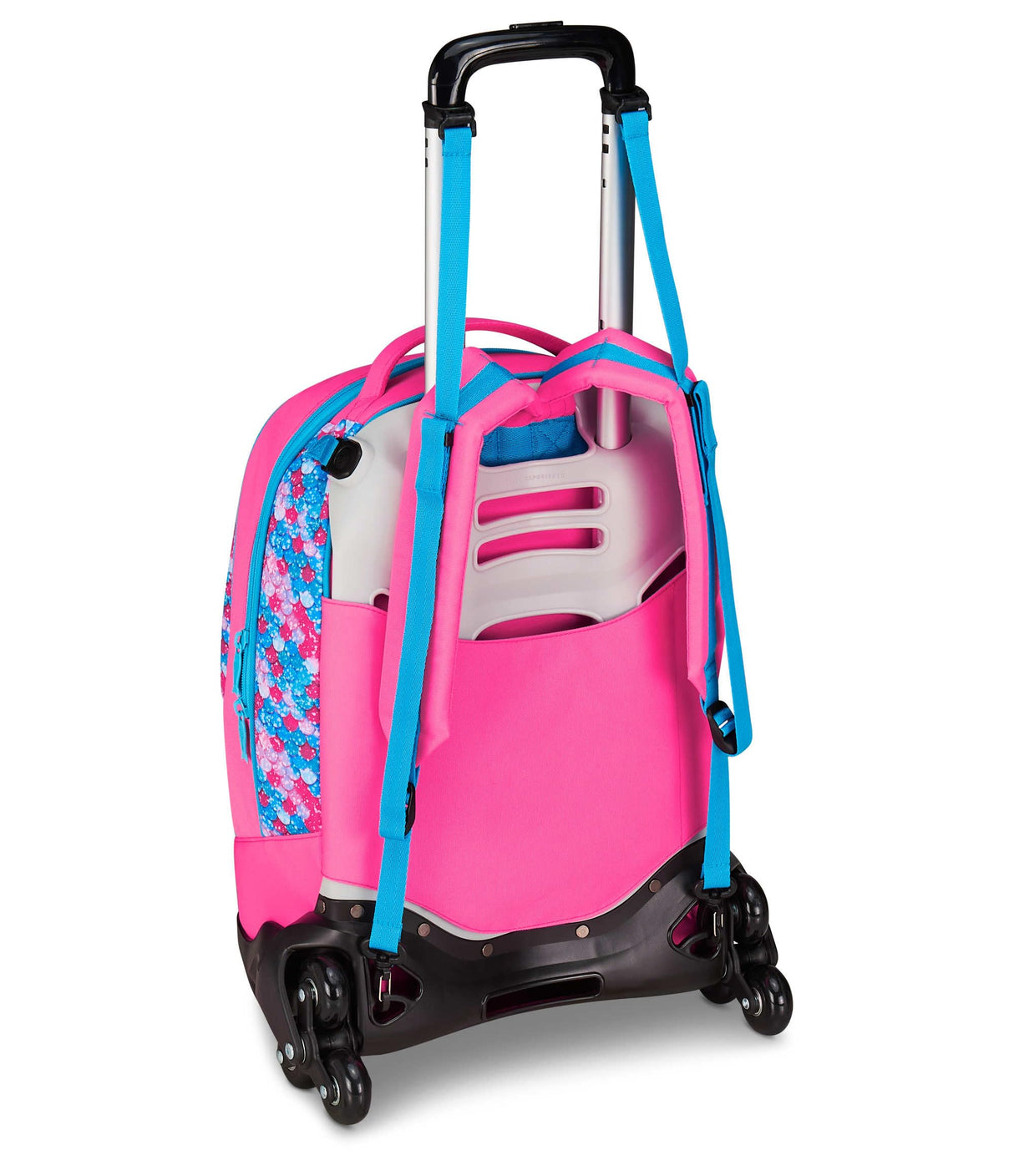 Seven Mermaid Magic - Carro escolar Jack de 3 ruedas, fucsia, mochila con carro desmontable de 33 litros, para escuela primaria y secundaria, niña, fucsia, Talla única, Casual