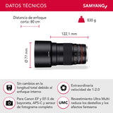 Samyang 135 mm F2.0 para Canon EF - Teleobjetivo de fotograma completo y distancia focal fija APS-C para cámara Canon EF/ EF-S, enfoque manual, para Canon EOS-1D X Mark III, 6D Mark II, 5D Mark IV