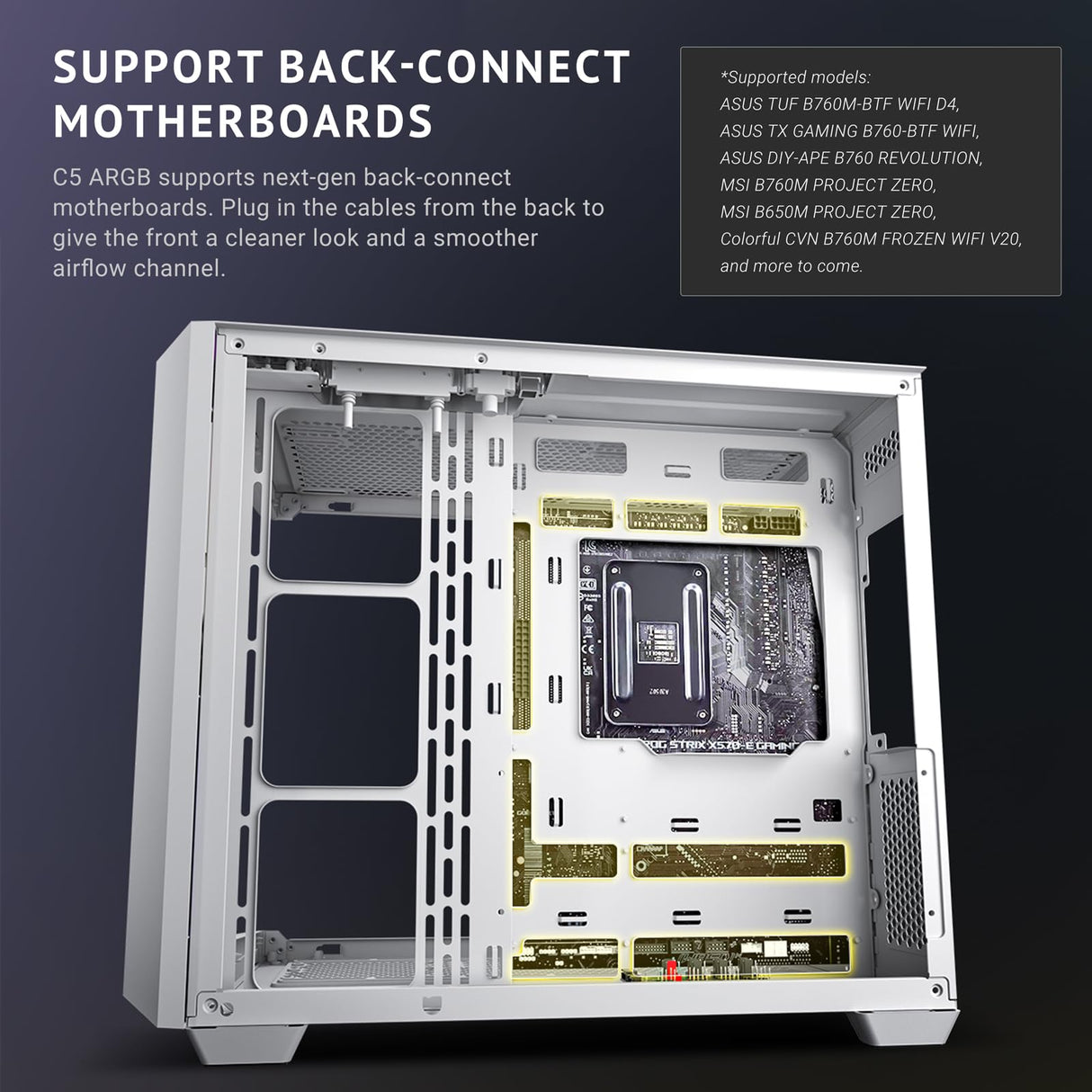 Antec C5 ARGB Blanco, Ventiladores ARGB PWM de 7 x 120 mm incluidos, hasta 10 Ventiladores simultáneamente, Puerto Tipo C 3.2 Gen 2, Paneles Frontales y Laterales de Vidrio Templado sin Costuras,