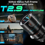 SIRUI 75 mm T2.9 1.6X Lente anamórfica de fotograma Completo para Montura E de Sony, Lente anamórfica de fotograma Completo