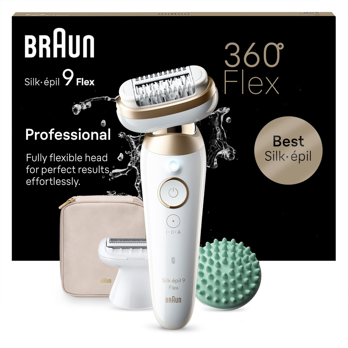 Braun Silk-épil 9 Flex, Depiladora Eléctrica Para Una Eliminación Del Vello Fácil, 9-071 3D, Blanca/Dorada