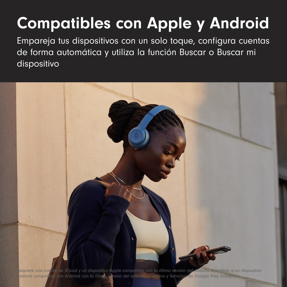 Beats Solo 4 - Auriculares Wireless Bluetooth on-Ear, compatibles con Apple y Android, con hasta 50 Horas de batería - Azul Pizarra
