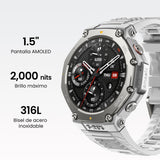Amazfit T-Rex 3 Outdoor Smartwatch 48mm Pantalla AMOLED, Mapas & Navegación Offline, 6 Sistemas de Satélite GPS Doble Banda, 27 Días de Duración de Batería, Pago NFC, 170 Modo Deportes de Aventura