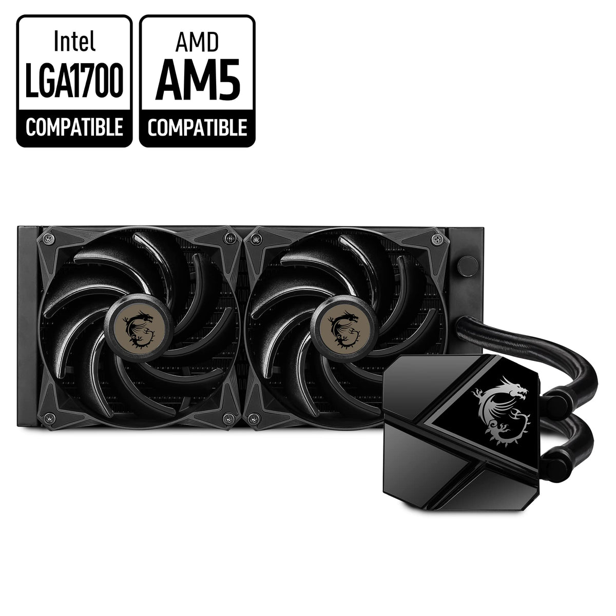 MSI MAG Coreliquid P240 - Enfriador líquido para CPU AIO - Listo para LGA 1700 - Radiador de 240 mm - Ventiladores PWM duales de 120 mm